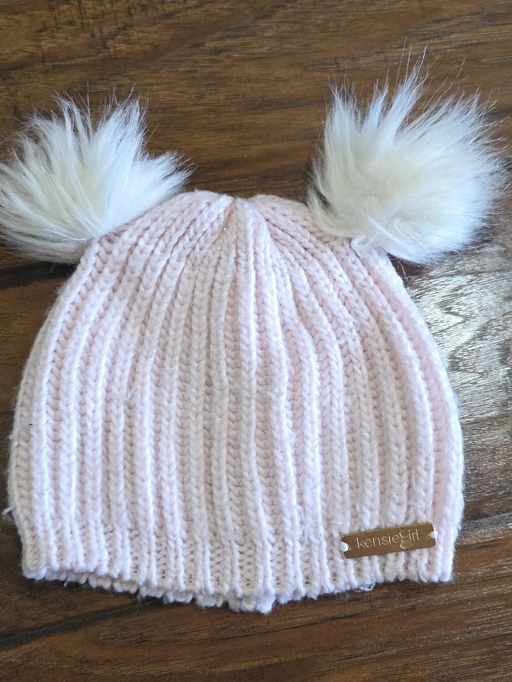 Kensie Girl Pink Knit Pom Pom Beanie for Kids